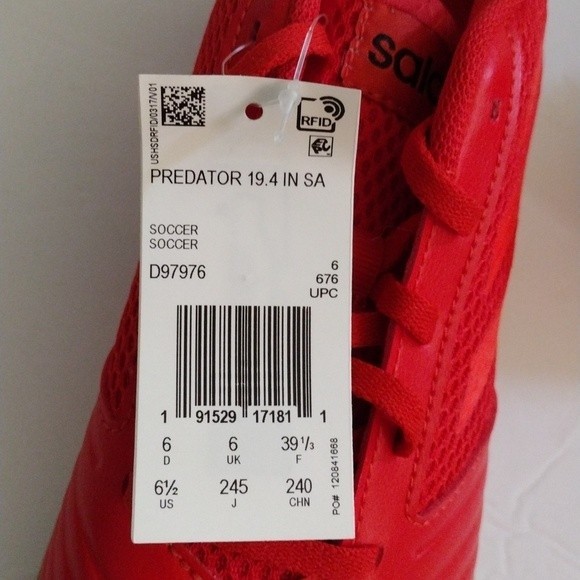 NWT Adidas X Predator 19.4 IN Red Soccer Sneakers Men’s US 6.5 Limited Edition